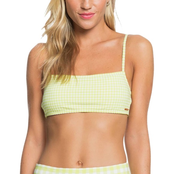 NWT 3 PIECE Roxy Gingham Bikini Set Limeade Green - Picture 3 of 15